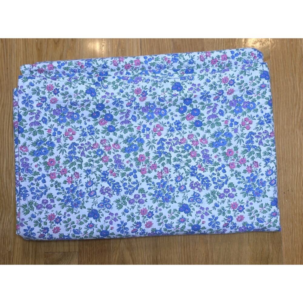 Ralph Lauren VTG Elizabeth Street Twin XL Flat Sheet Cottagecore Blue Floral